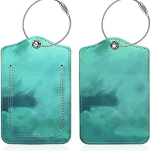 2 Pack Luggage Tags,Stainless Steel Loop and Privacy Cover ID Label,Leather Luggage Tags for Travel Bag Suitcase