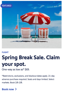 Read more about the article Southwest Spring Break sale: One-way flights as low as $69